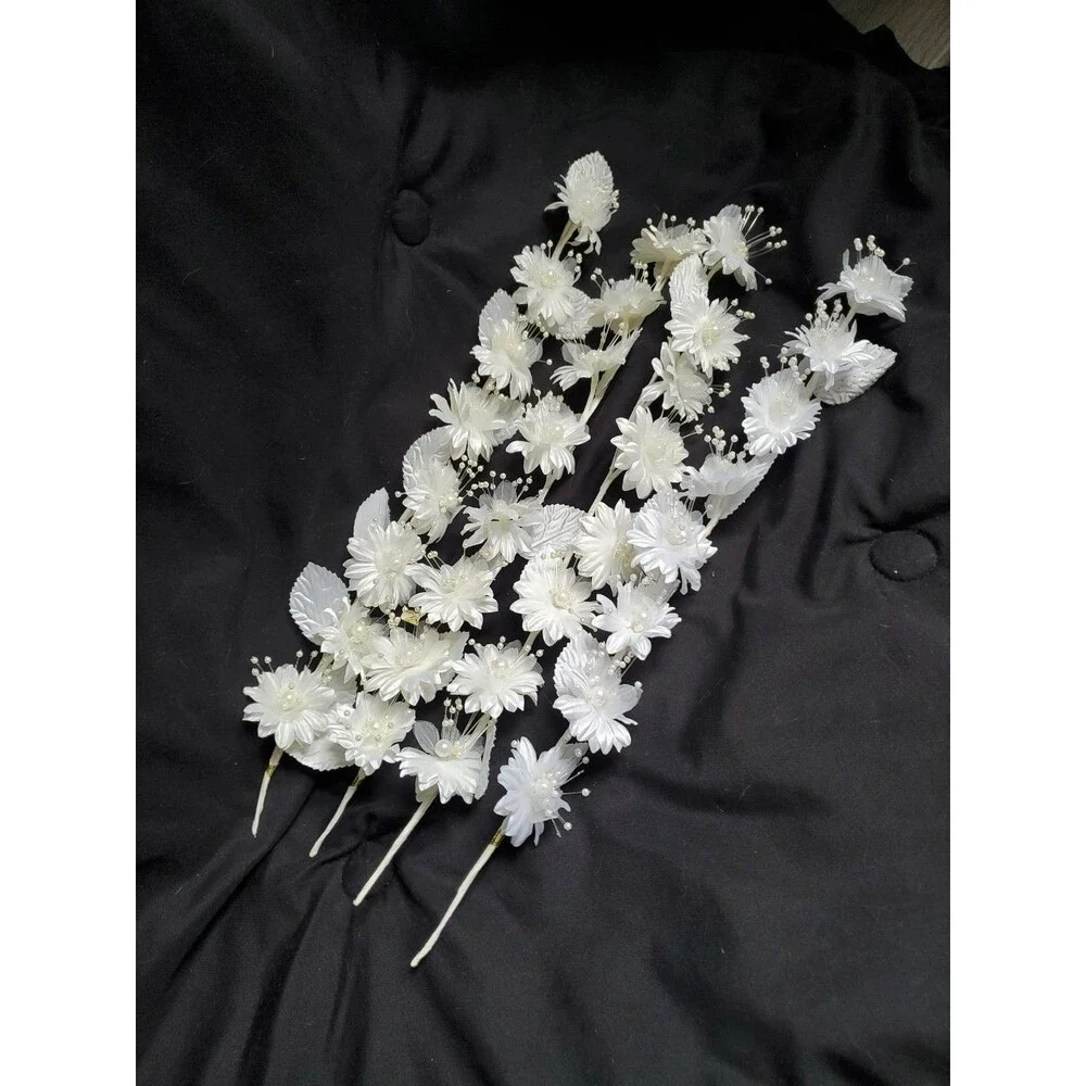 Wedding Floral Bundle Of 32 Pieces/white/Ivory/Iridescent/Picks/Stems/Flower/Lot